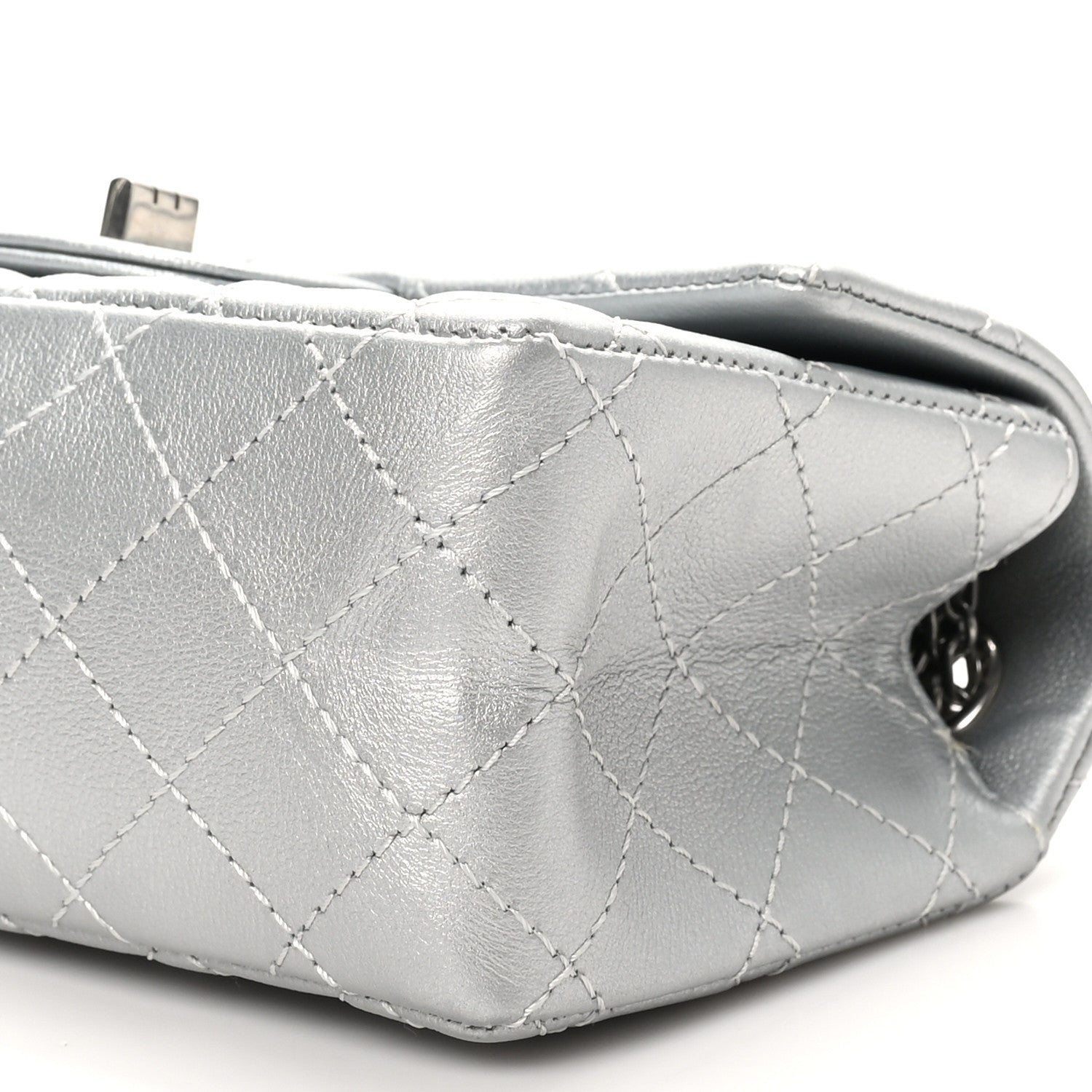 Chanel Metallic Grained Calfskin Quilted 2.55 Reissue Mini Flap Silver 10 of 11