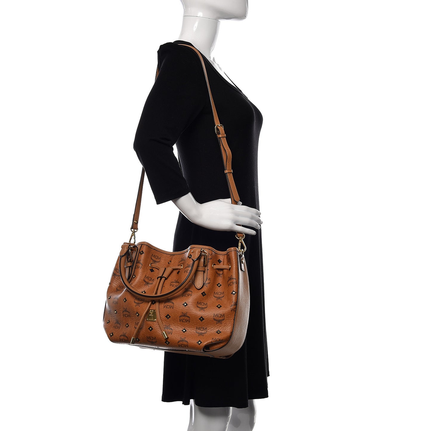 Visetos Studded Small Drawstring Shopper Cognac