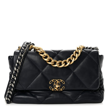 Chanel Goatskin Quilted Large Chanel 19 Flap Dark Blue 1 of 13