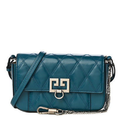 Givenchy Goatskin Quilted GV3 Mini Pocket Convertible Bag Blue 1 of 14
