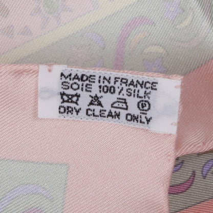 Hermes Silk Forces de la Vie Pocket Square Scarf Pink 5 of 5