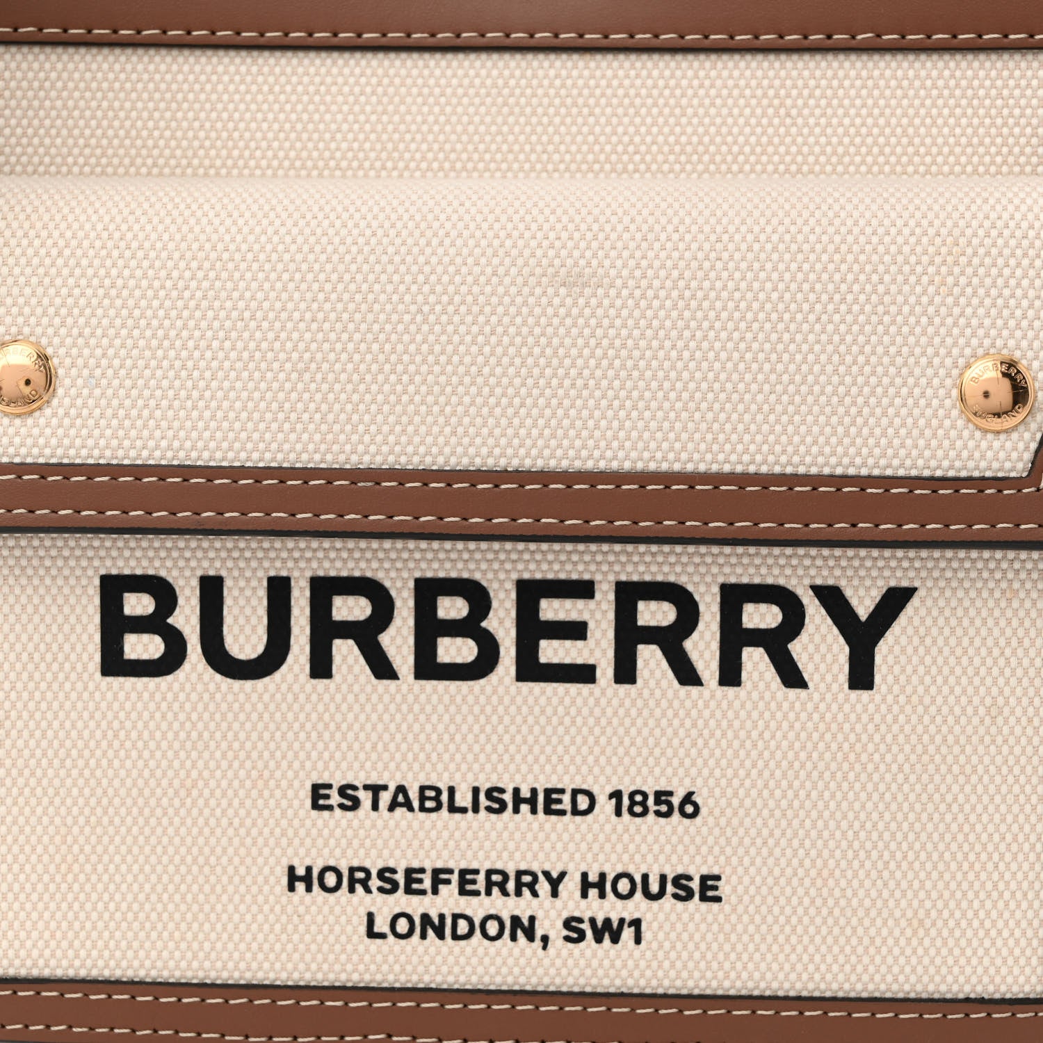 Burberry Canvas Smooth Calfskin Two Tone Mini Pocket Bag Natural Malt Brown 9 of 13