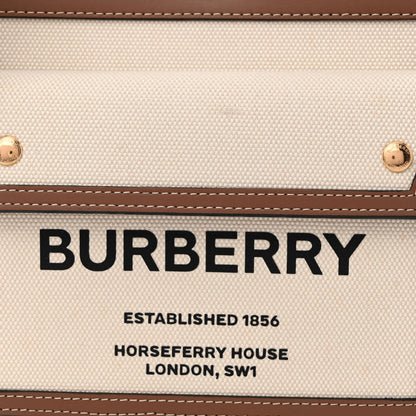 Burberry Canvas Smooth Calfskin Two Tone Mini Pocket Bag Natural Malt Brown 9 of 13
