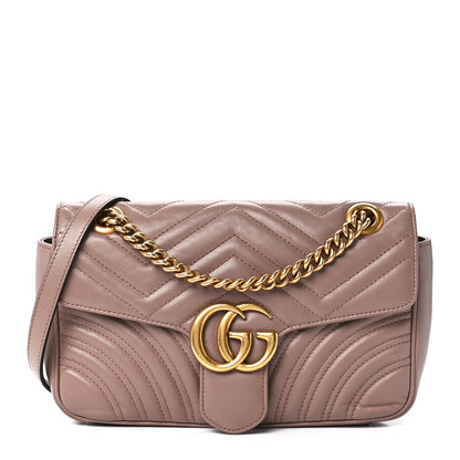 Gucci Calfskin Matelasse Small GG Marmont Shoulder Bag Porcelain Rose 1 of 13