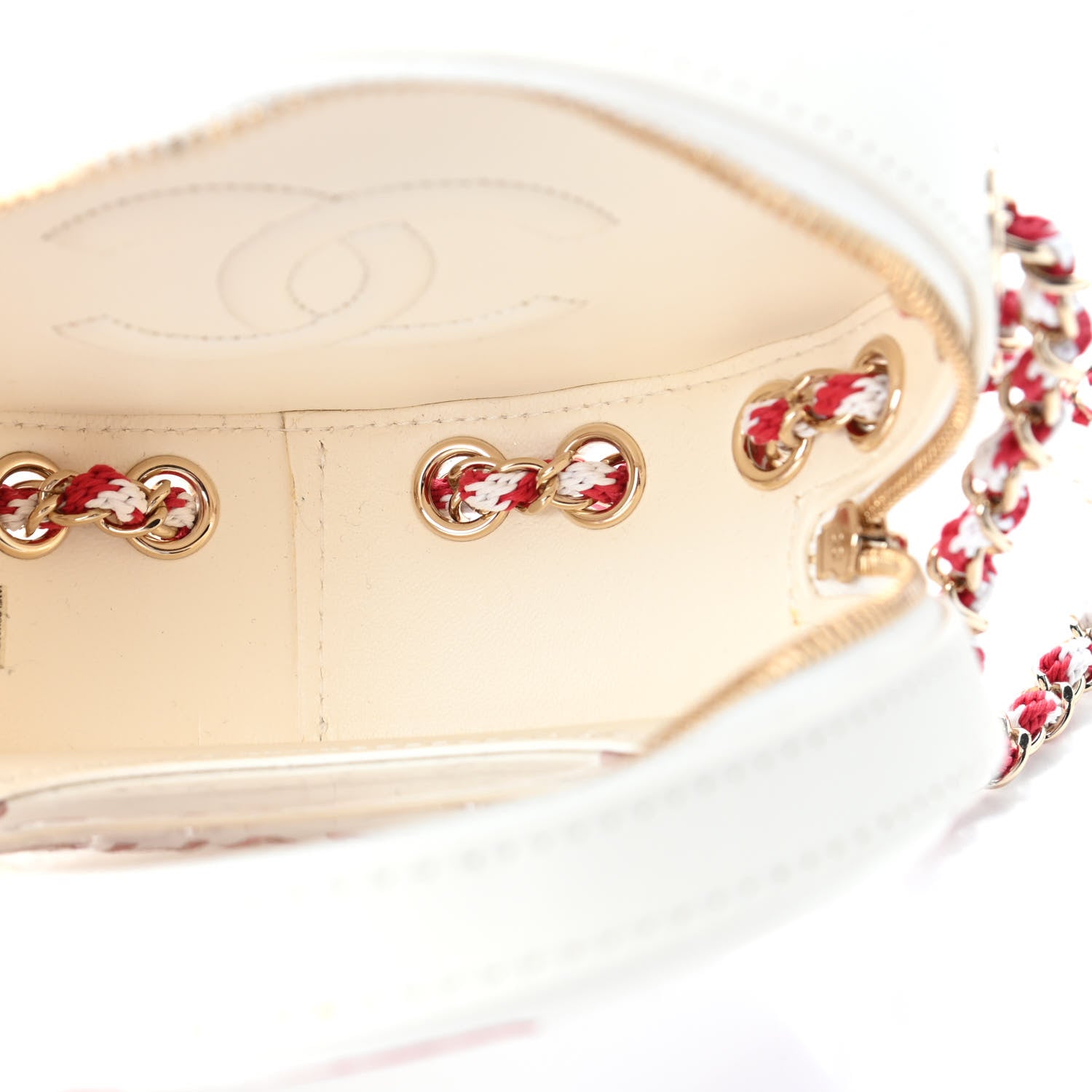 Chanel Lambskin Quilted La Pausa Float Bag White Red 4 of 4