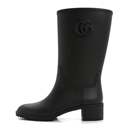 Gucci Rubber Double G Womens Rain Boots 37 Black 1 of 9