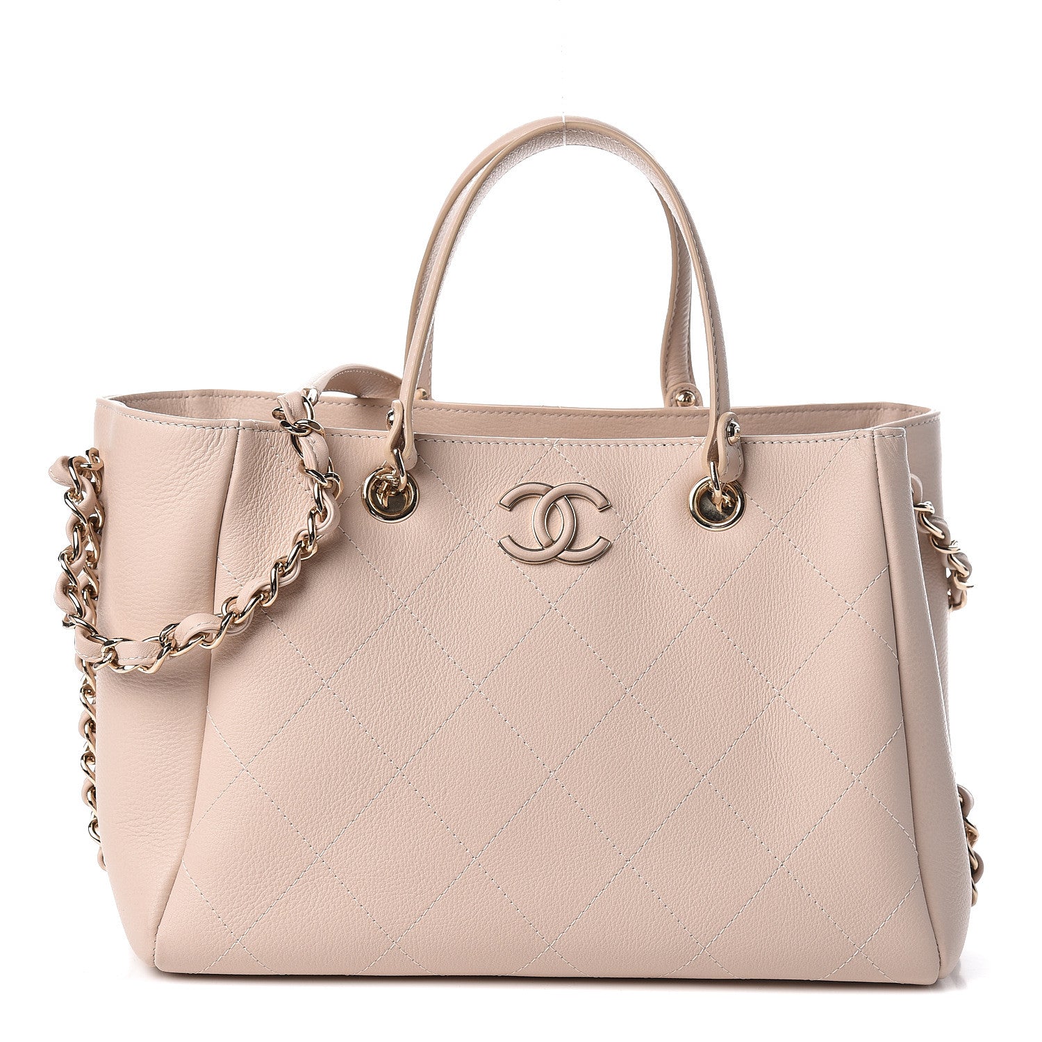 Chanel Bullskin Stitch Small Shopping Tote Light Pink 1 of 8