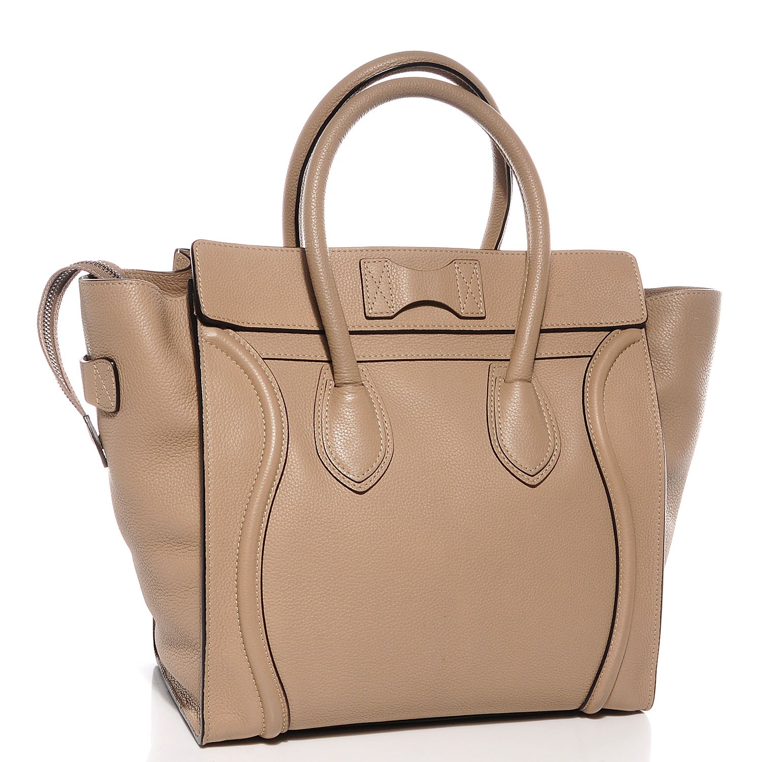 Celine Drummed Calfskin Mini Luggage Dune 3 of 8