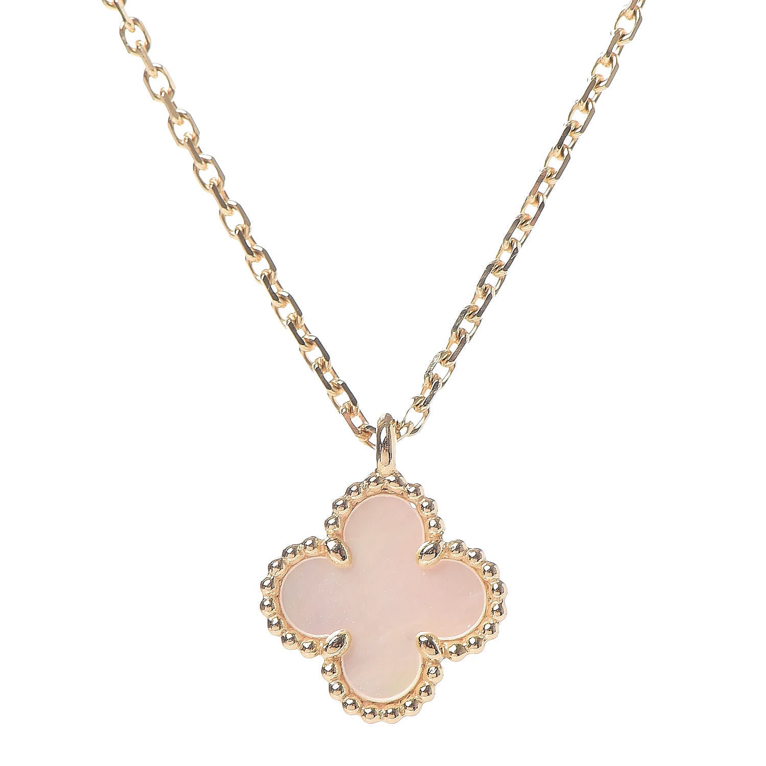 Van Cleef & Arpels 18K Yellow Gold Mother of Pearl Sweet Alhambra Pendant Necklace 4 of 8