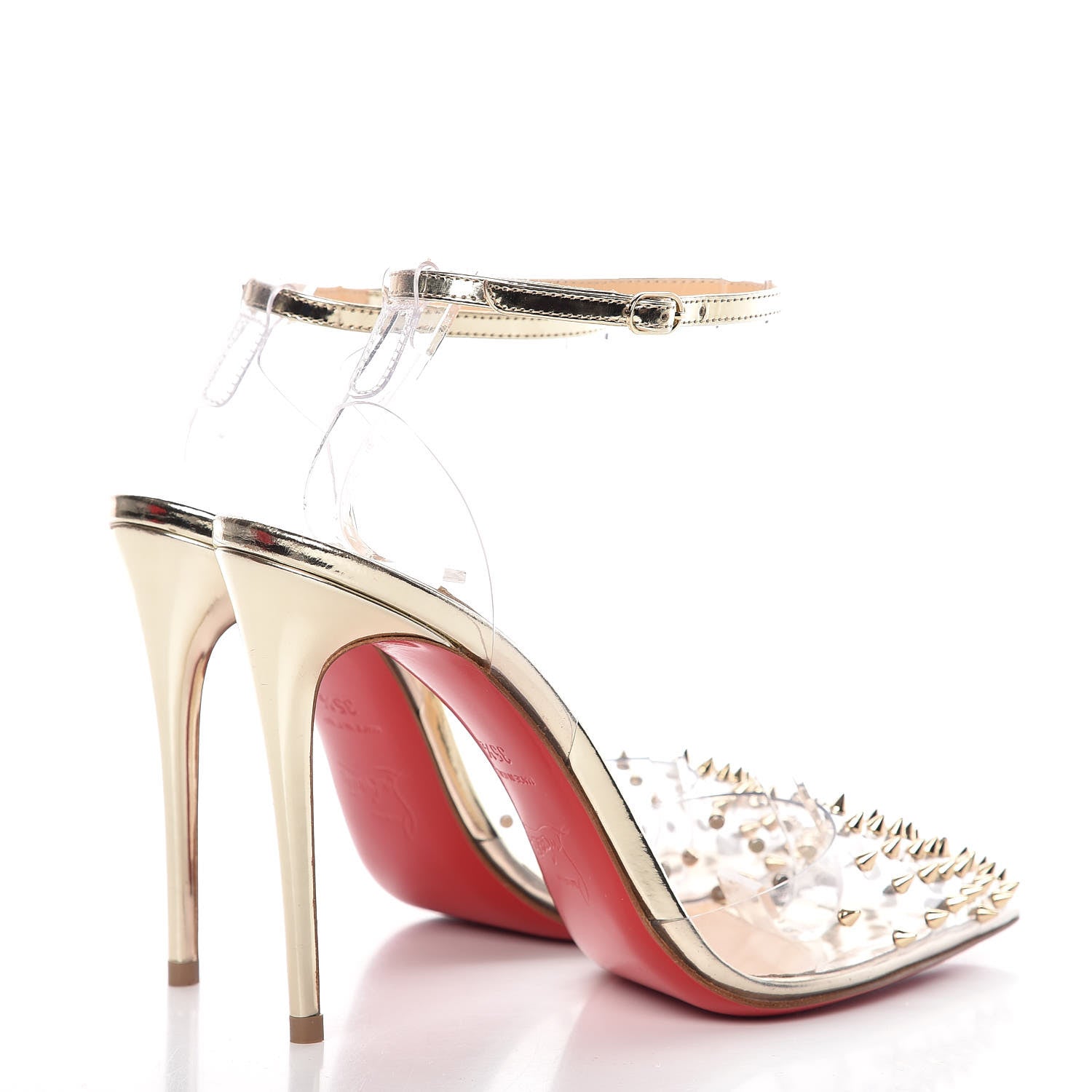 Christian Louboutin PVC Specchio Spikoo 100 Pumps 35.5 Light Gold 4 of 7