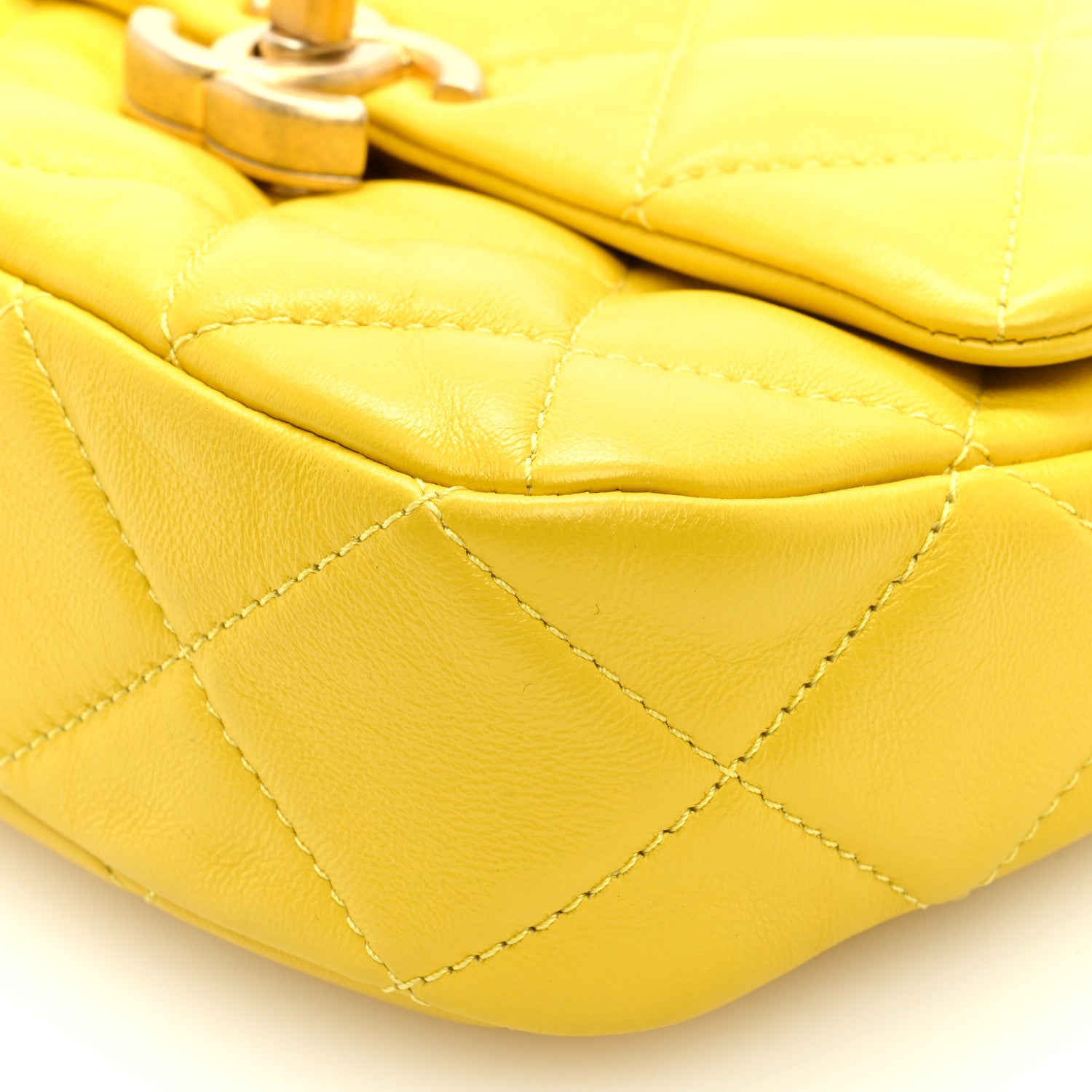 Chanel Lambskin Quilted Mini Lacquered Chain Flap Yellow 9 of 9