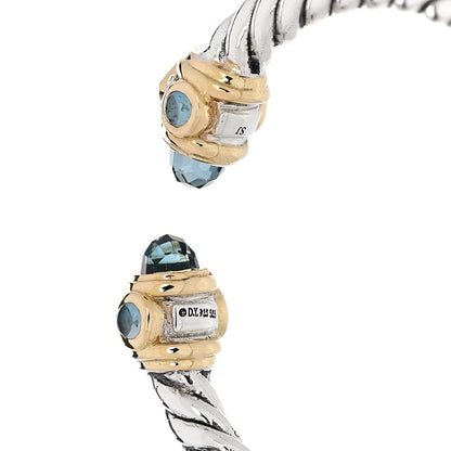 David Yurman Sterling Silver 14K Yellow Gold Diamond Blue Topaz Renaissance Ring 56 7.5 4 of 4