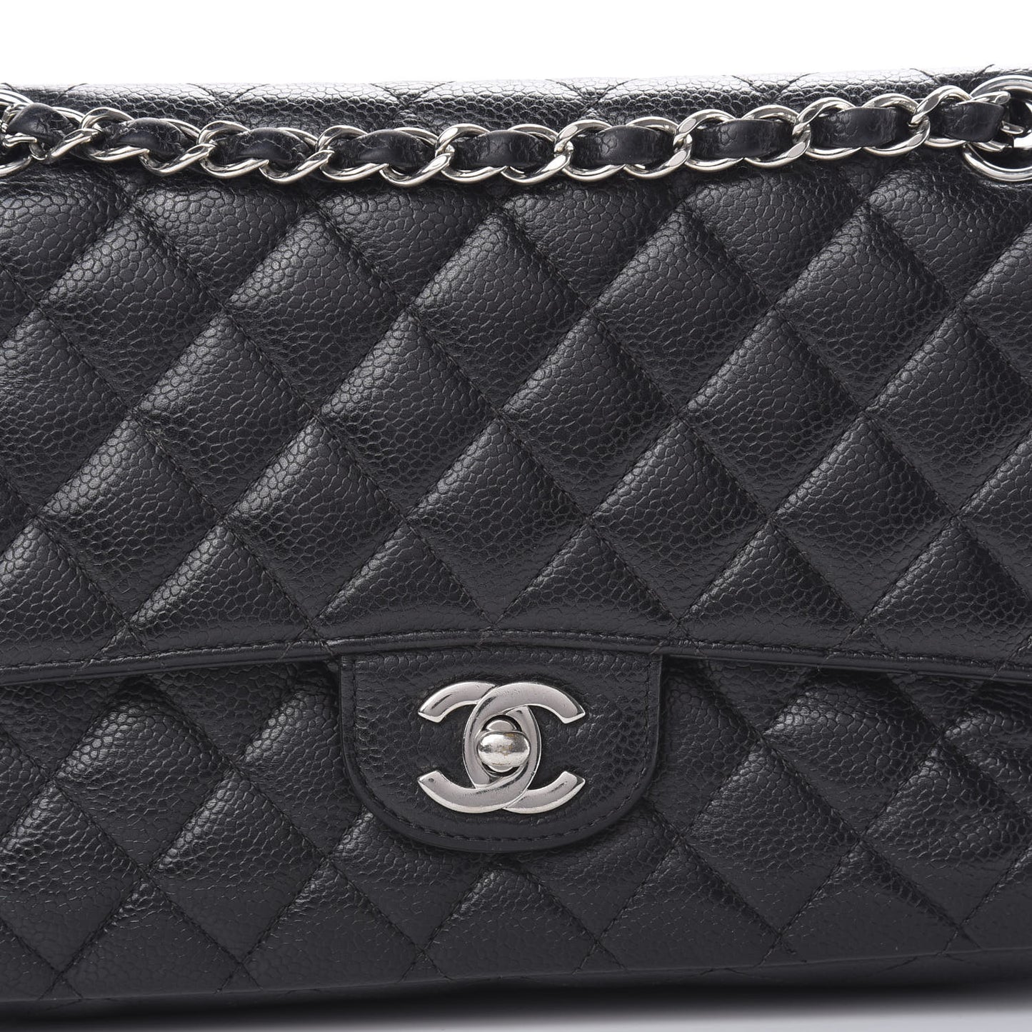 Caviar Quilted Medium Double Flap Black