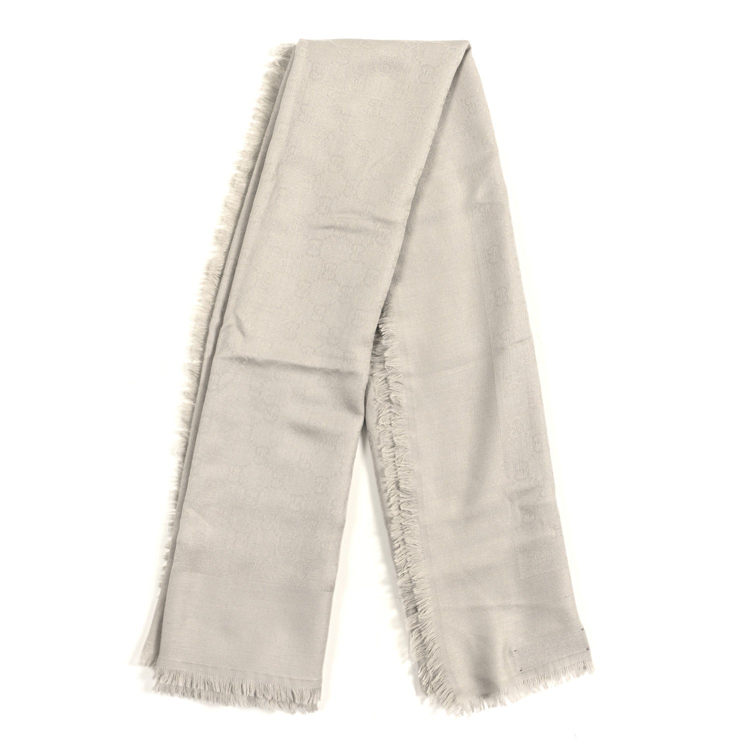 Gucci Wool Jacquard GG Monogram Fringe Scarf Lead 2 of 3