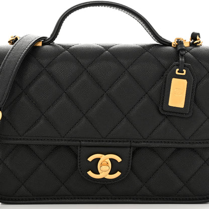Chanel Caviar Quilted School Memory Small Top Handle Flap Black 8 of 11