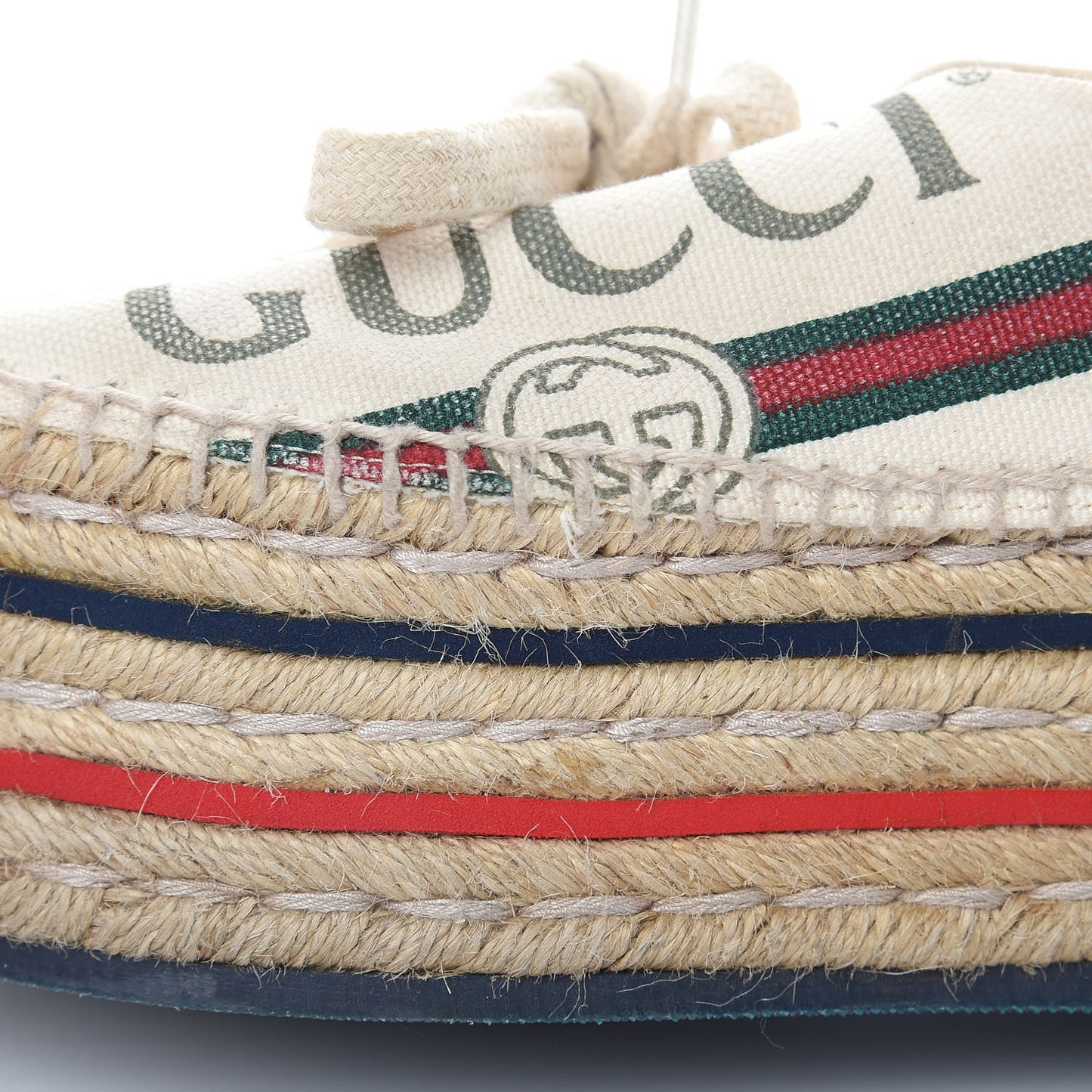 Canvas Logo Lace-Up Platform Espadrilles 36.5 Greggio Grege