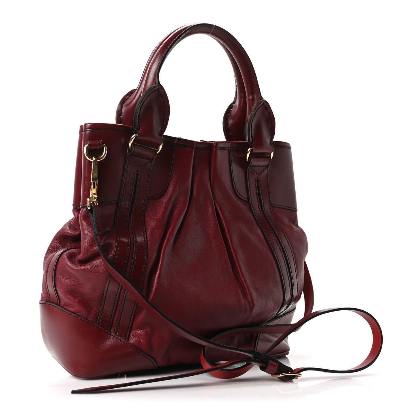 Lambskin Whipstitch Medium Tote Burgundy