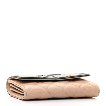 Chanel Caviar Quilted Medium Filigree Flap Wallet Beige Black 4 of 9