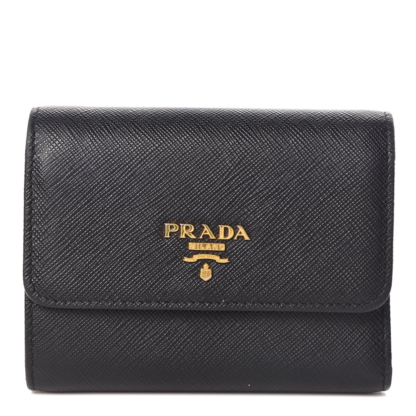Saffiano Metal Tri-Fold Wallet Black