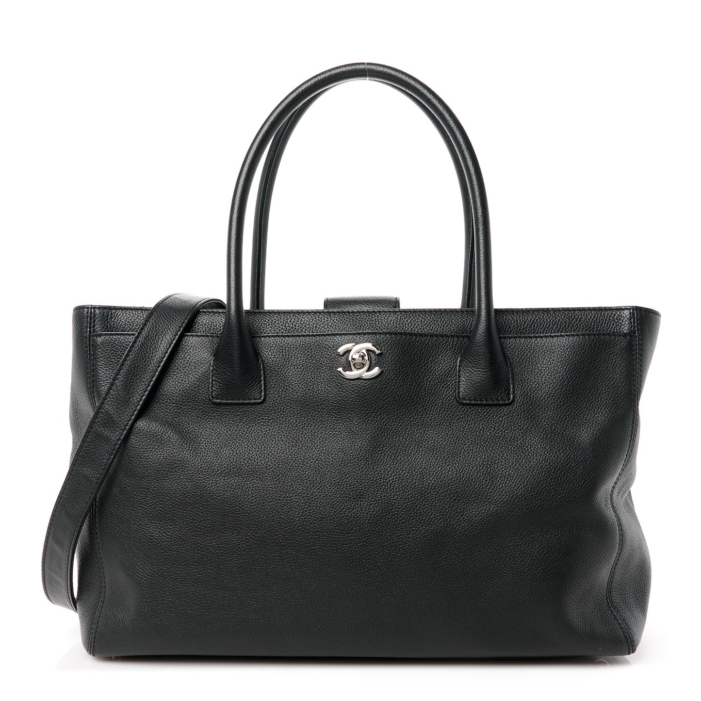 Calfskin Cerf Executive Shopper Tote Black