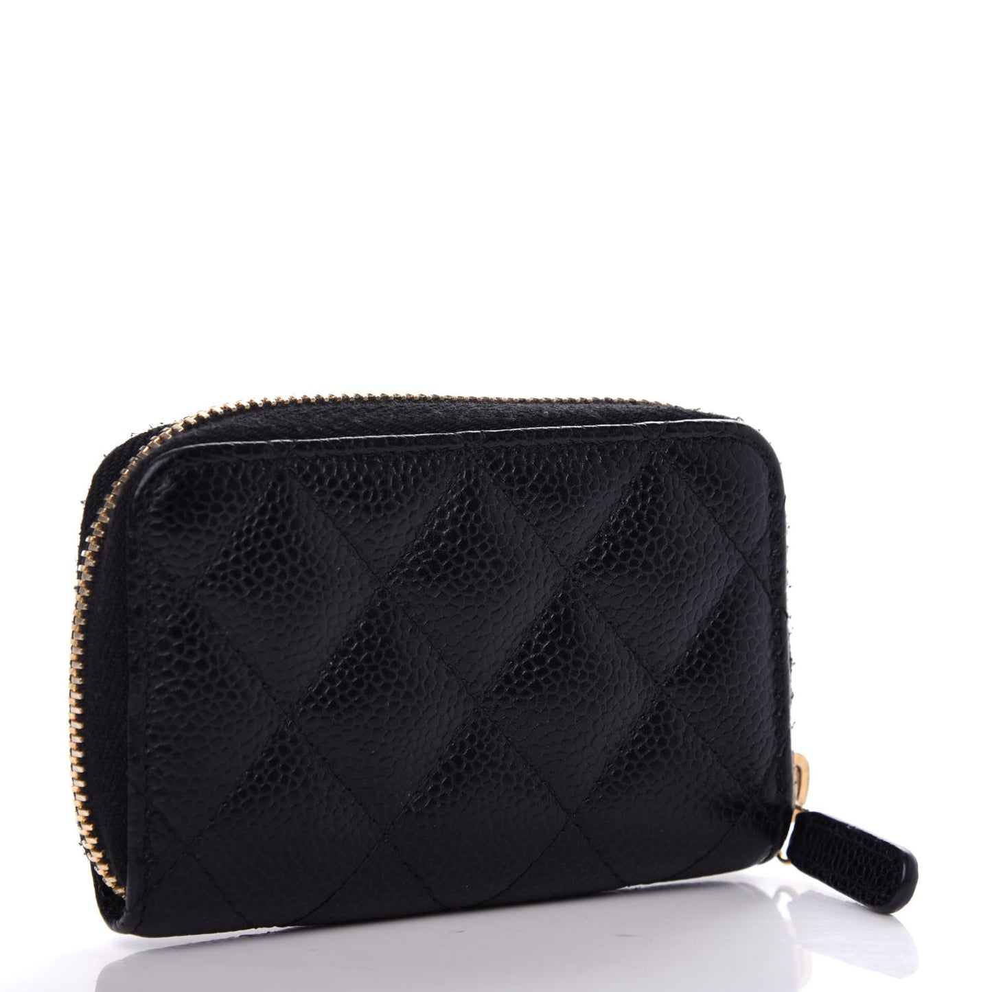 Caviar Quilted Zip Coin Purse Black