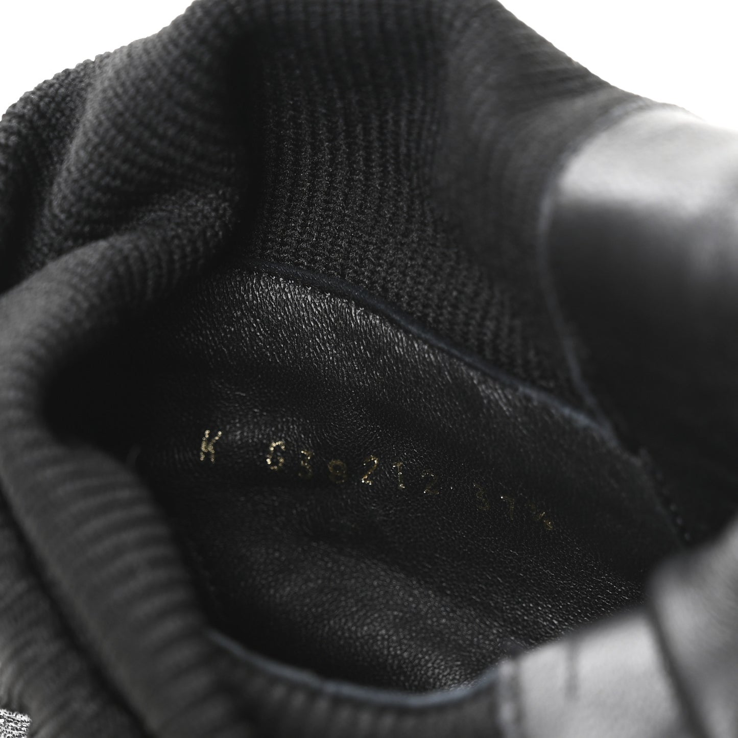 Calfskin Knit Lace Up Combat Boots 37.5 Black