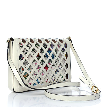 Gucci Canvas Flora Floral Calfskin Medium Cutout Shoulder Bag White Multicolor 4 of 11