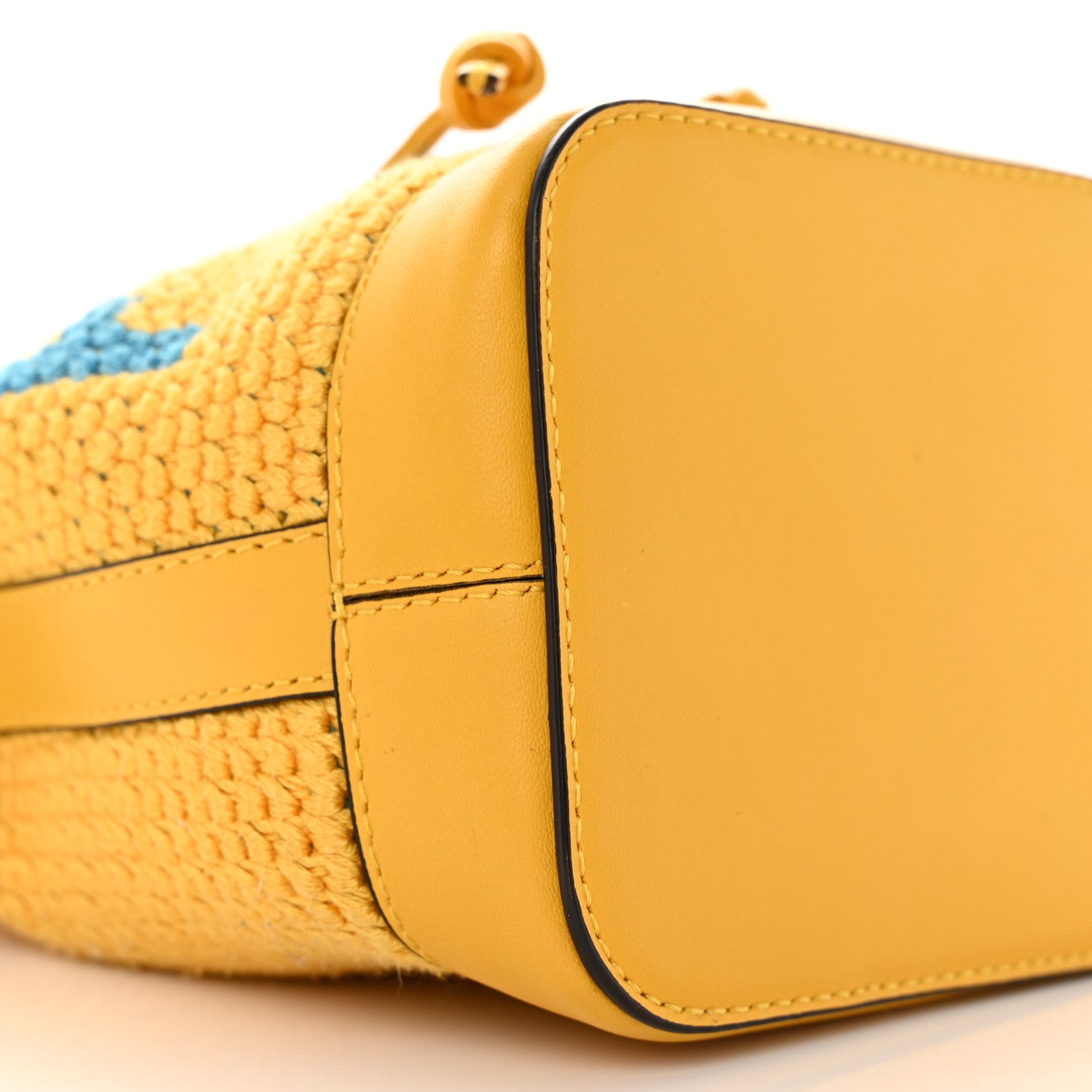 Fendi Crochet Vitello King F is Fendi Logo Woven Mini Mon Tresor Bucket Bag Mimosa Cyber Blue 10 of 12