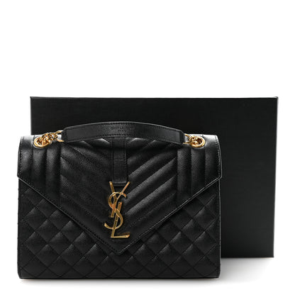 Saint Laurent Grain De Poudre Textured Mixed Matelasse Triquilt Medium Monogram Satchel Black 10 of 10