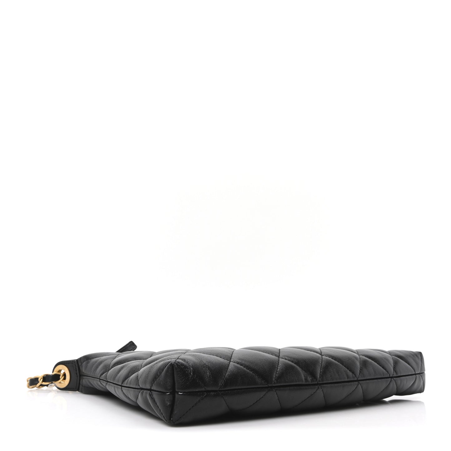 Shiny Lambskin Quilted CC Hobo Black