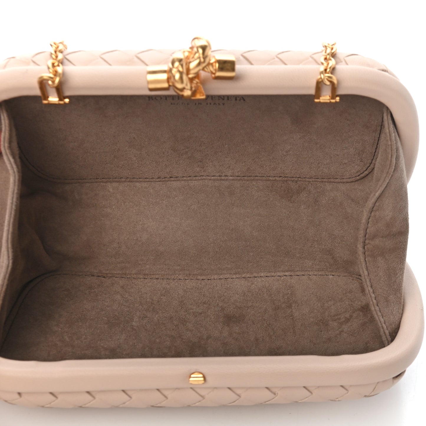 Nappa Intrecciato Chain Knot Clutch Mink