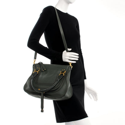 Chloe Calfskin Medium Marcie Satchel Midnight Green 2 of 8