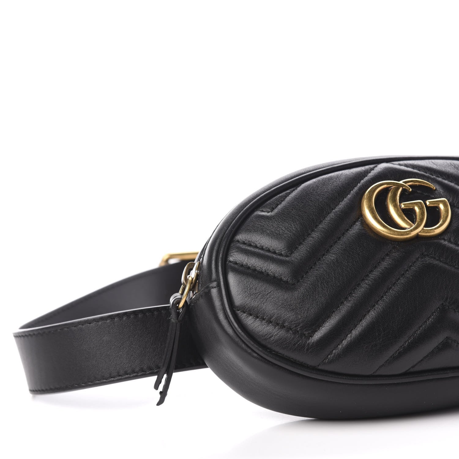 Gucci Calfskin Matelasse GG Marmont Belt Bag 85 34 Black 9 of 11
