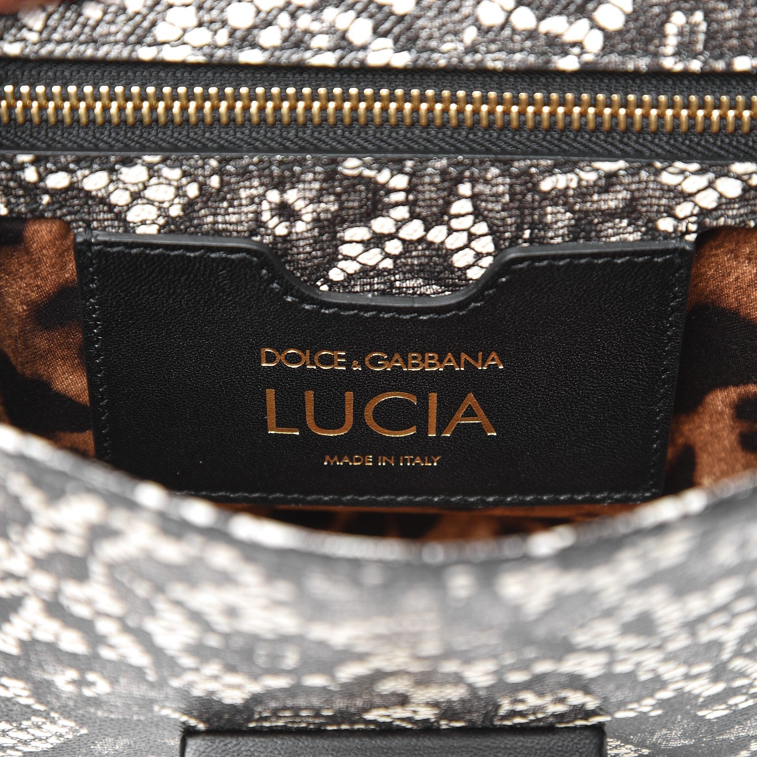 Dolce & Gabbana Lace Printed Calfskin Lucia Top Handle Bag Black 6 of 6