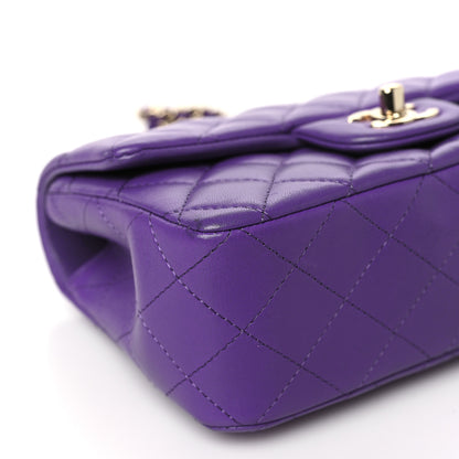 Chanel Lambskin Quilted Mini Top Handle Rectangular Flap Dark Purple 9 of 11