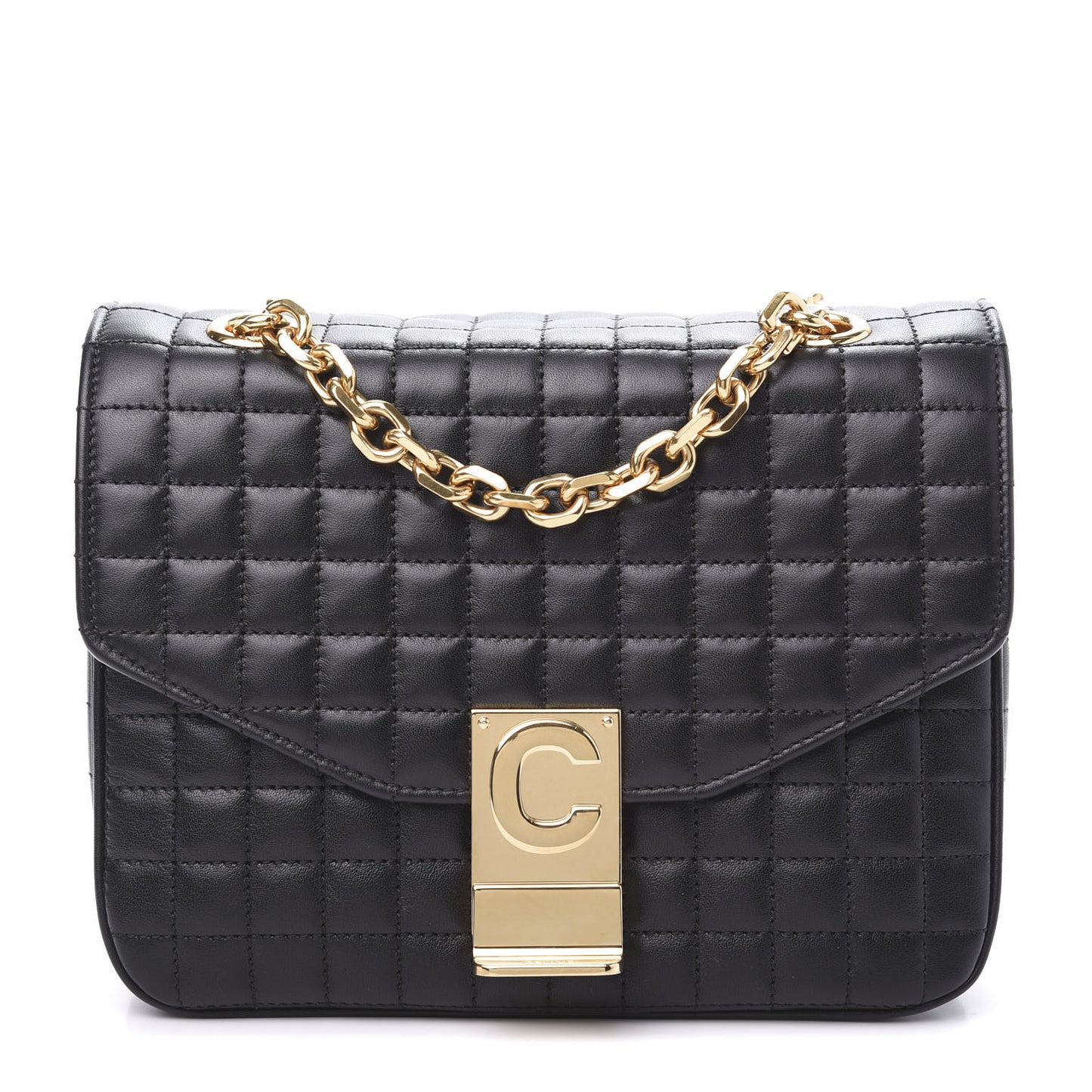 Calfskin Quilted Small C Bag Black