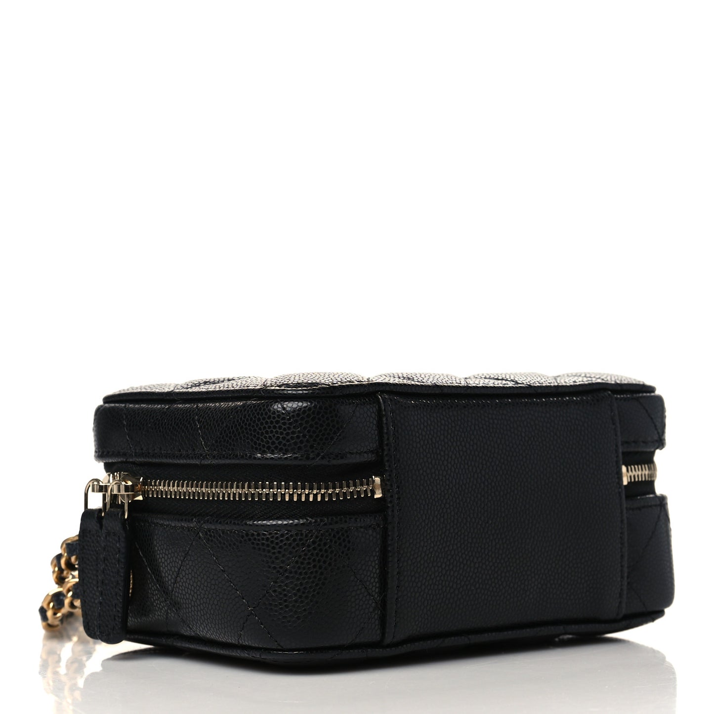 Caviar Quilted Twist Your Buttons Clutch With Chain Black