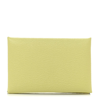 Hermes Chevre Mysore Verso Calvi Card Case Jaune Bourgeon Nata 1 of 8
