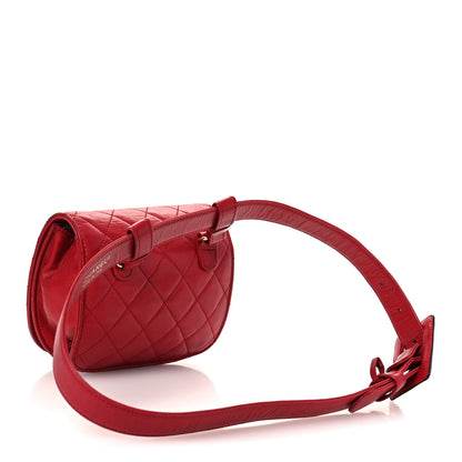 Chanel Lambskin Quilted Flap Waist Belt Bag 75 30 Red 3 of 17
