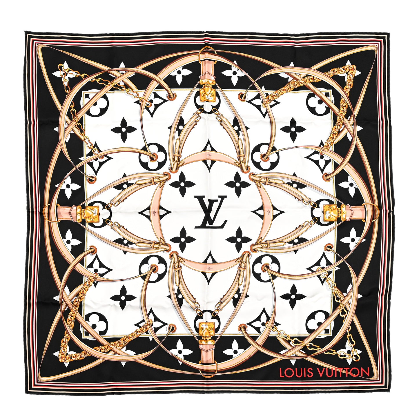 Silk Monogram Ultimate Square 90 Scarf Black