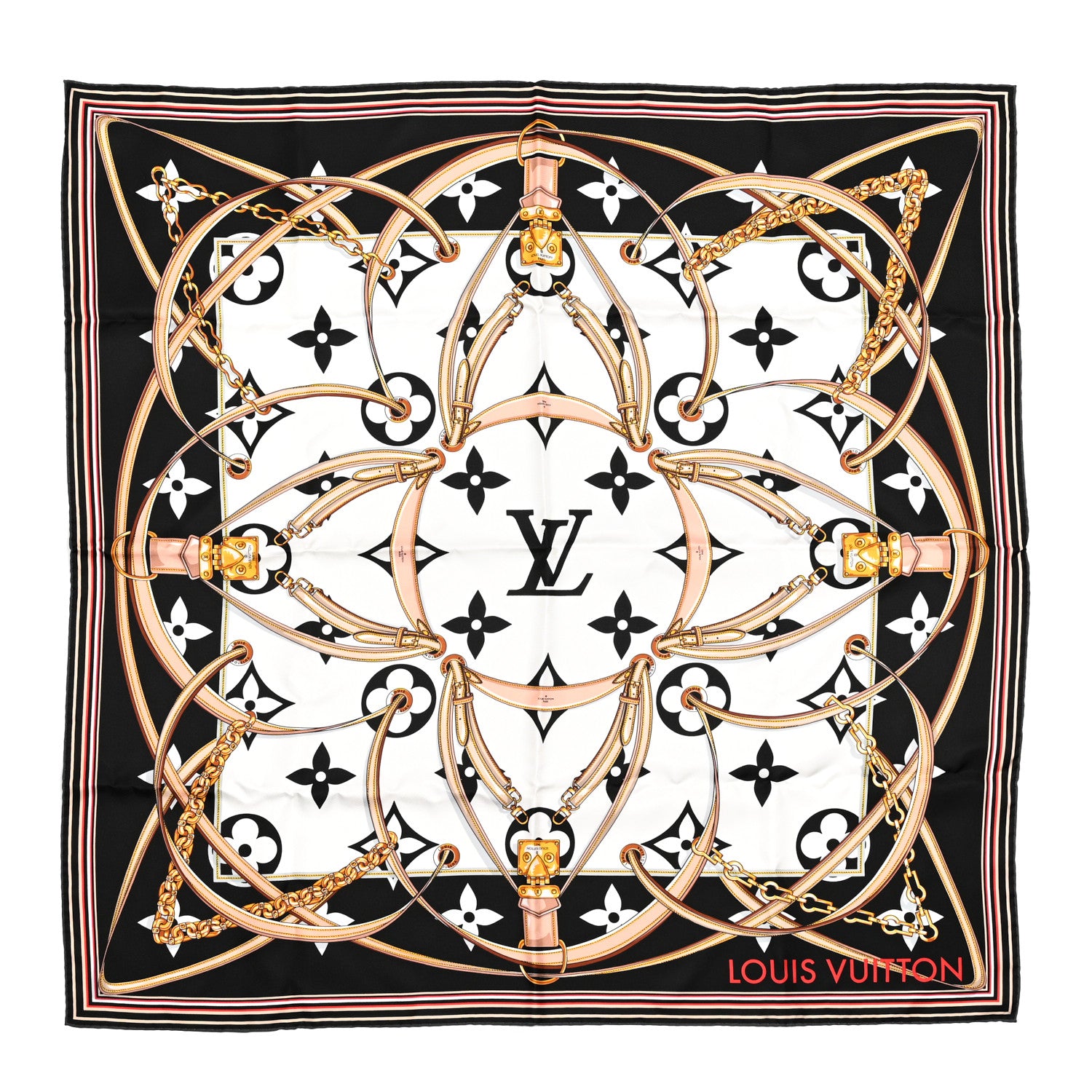 Louis Vuitton Silk Monogram Ultimate Square 90 Scarf Black 1 of 5