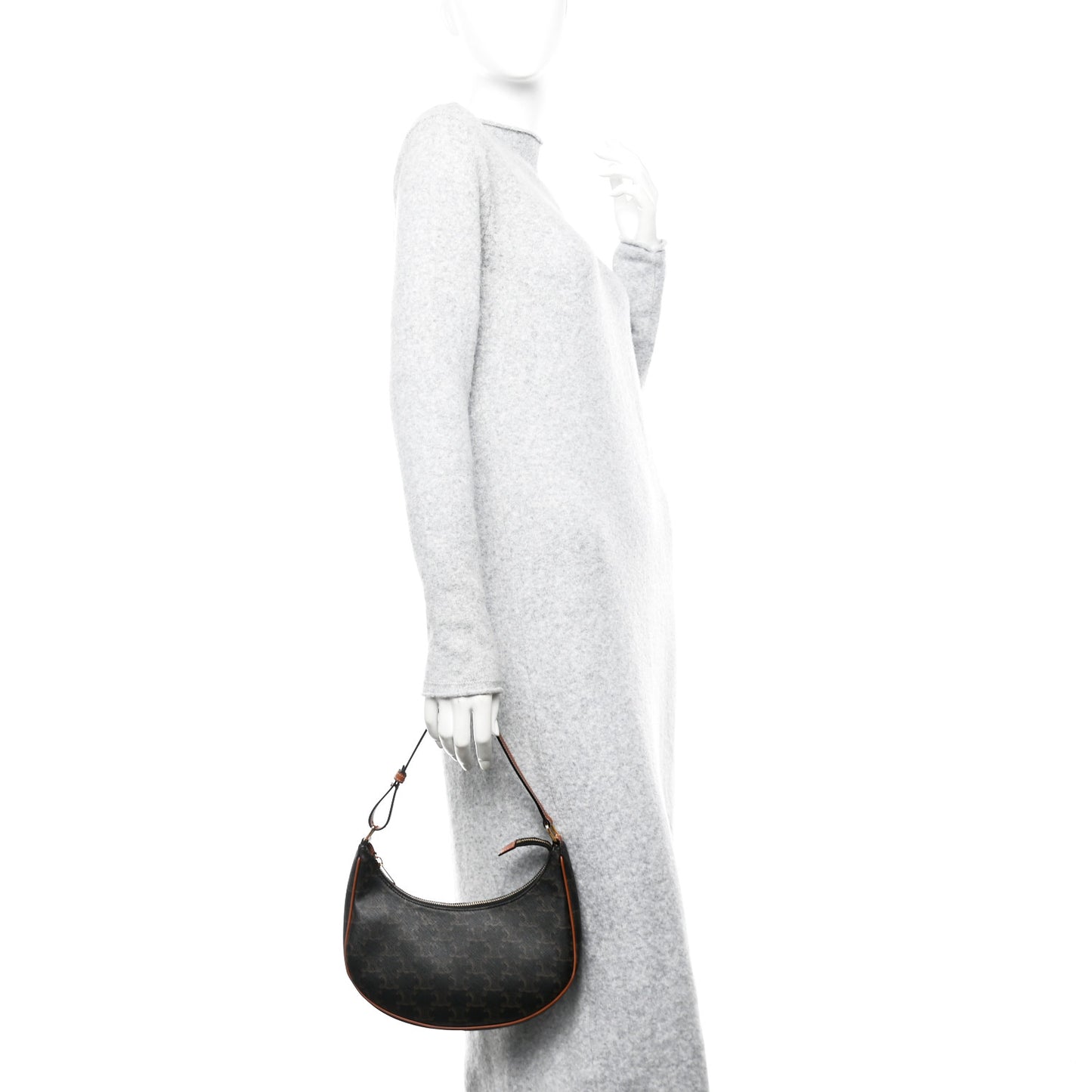 Triomphe Canvas Calfskin Ava Shoulder Bag Tan