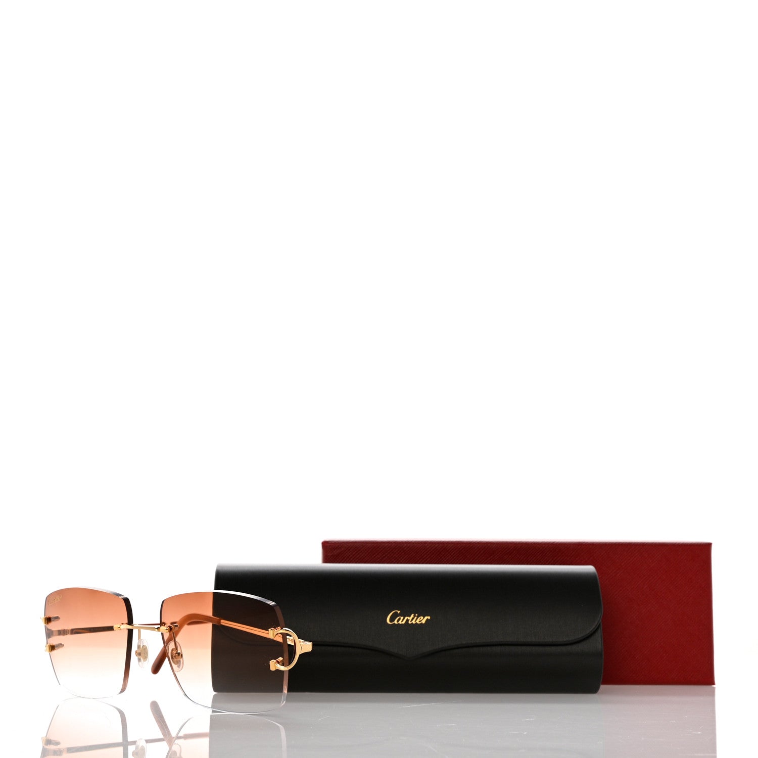 Cartier Metal C Decor 140 Square Sunglasses Gold Amber 8 of 8