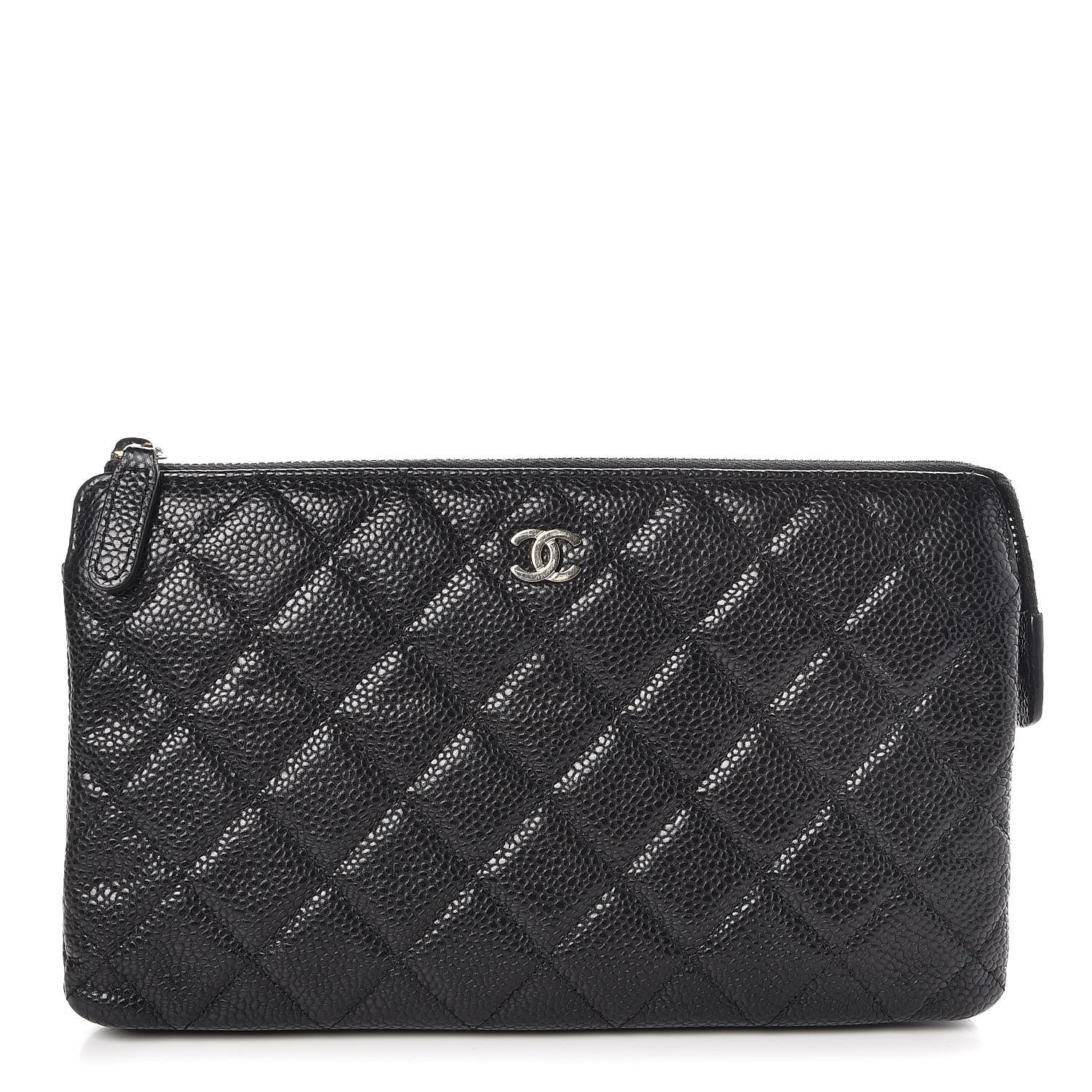 Chanel Iridescent Caviar Quilted Large Zipped Clutch Black 1 of 9
