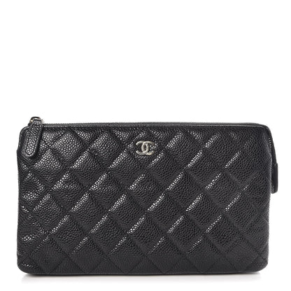 Chanel Iridescent Caviar Quilted Large Zipped Clutch Black 1 of 9