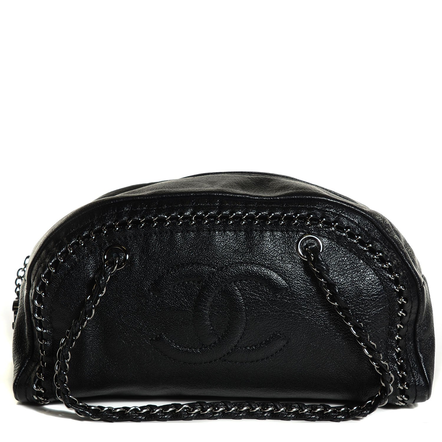 Chanel Metallic Deerskin Luxe Ligne Medium Bowler Black 1 of 7