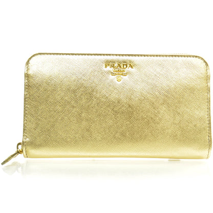 Prada Saffiano Zip Around Wallet Platino 1 of 7