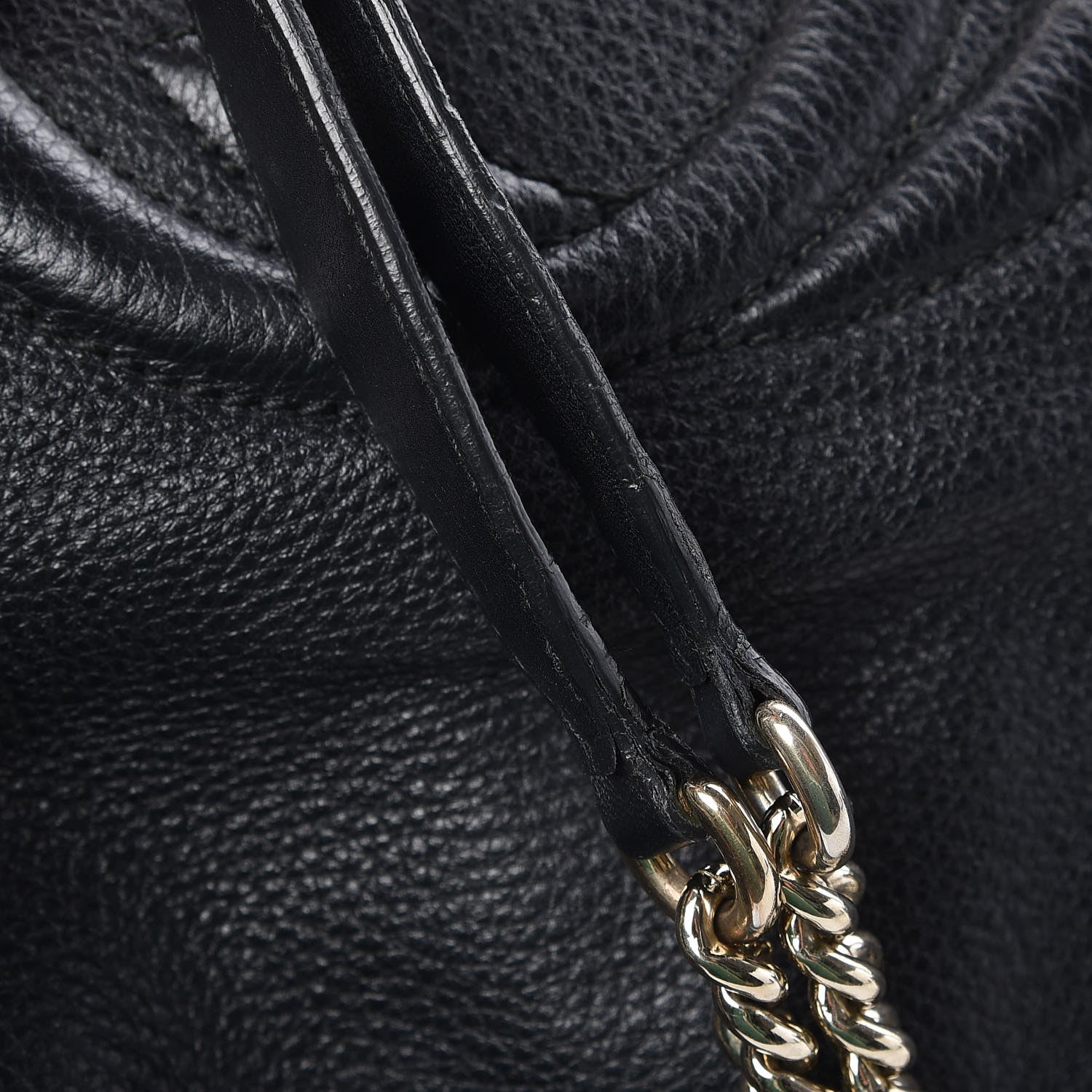 Gucci Pebbled Calfskin Large Soho Chain Shoulder Bag Black 12 of 12