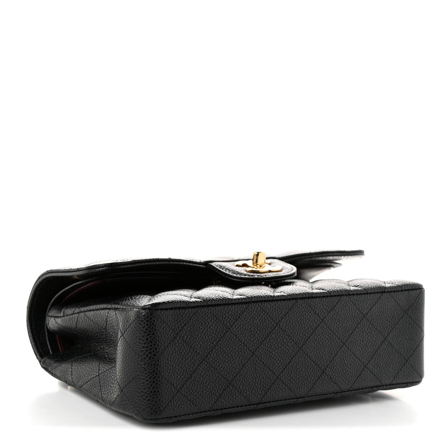 Caviar Quilted Small Double Flap Black