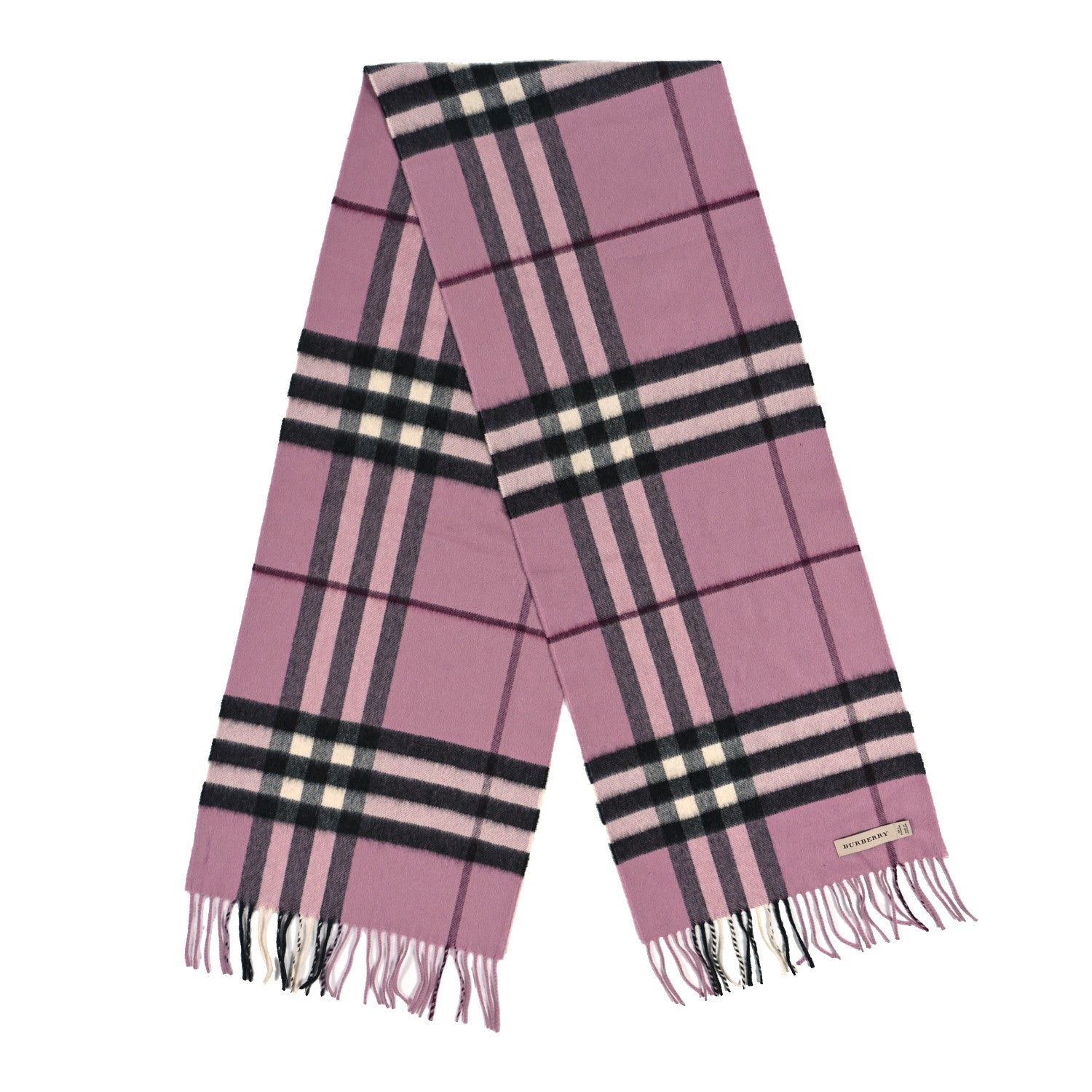 Burberry Cashmere Giant Icon Check Fringe Scarf Ash Rose 2 of 3